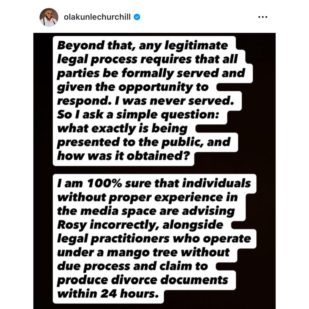 ?There was no legally recognised marriage, just introduction? - Olakunle Churchill speaks on end of his marriage to Rosy Muerer